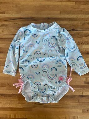 RUFFLE BUTTS ONE PIECE LONG SLEEVE GIRLS SWIMSUIT SIZE 12-18 months